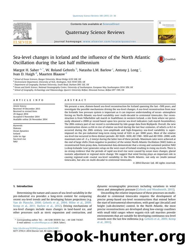 Sea-level changes in Iceland and the influence of the North Atlantic Oscillation during the last half millennium by unknow