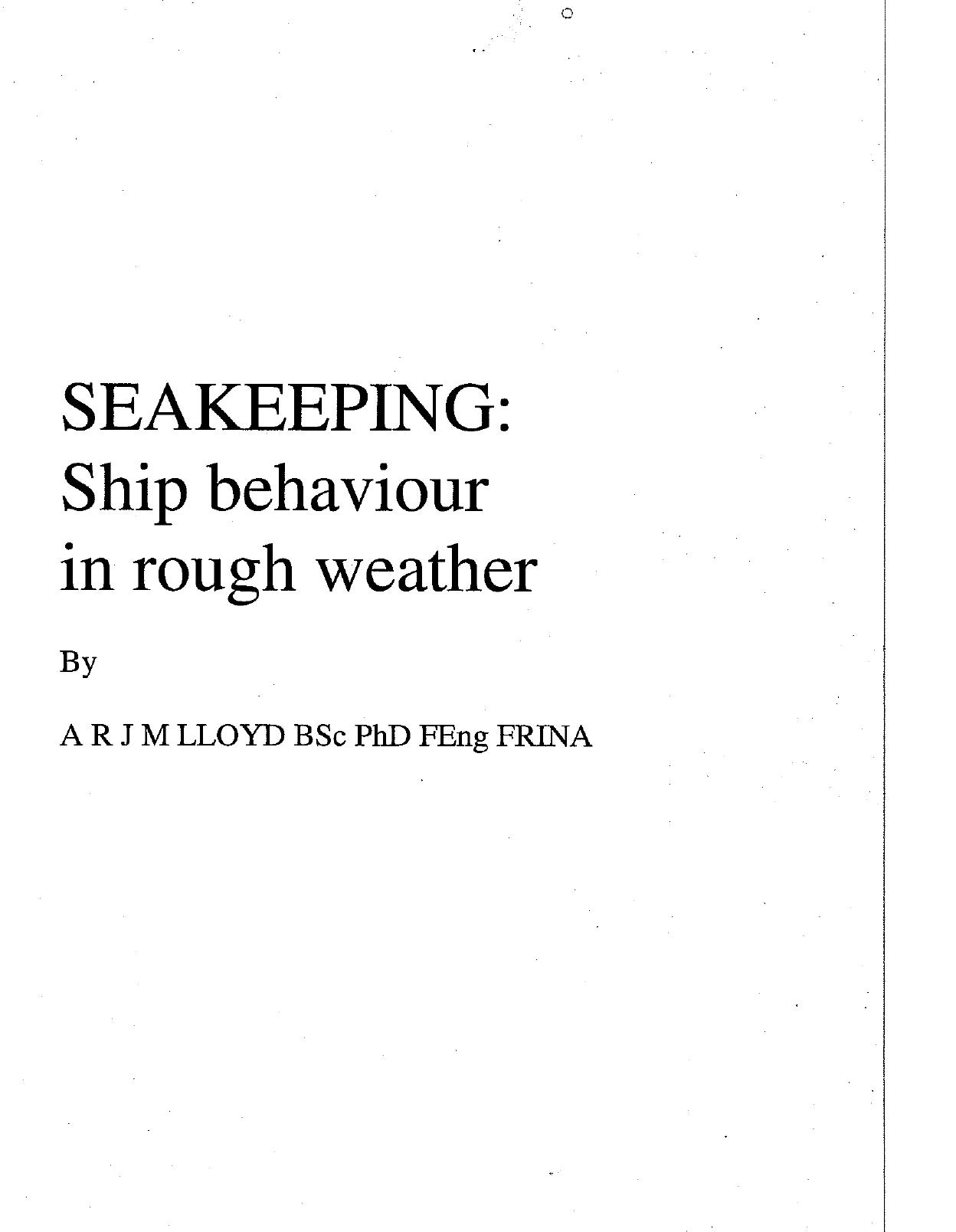 Seakeeping-Ship Behavior in Rough Water by HyperGEAR Inc