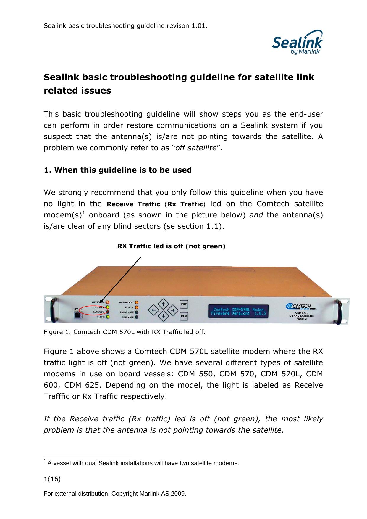 Sealink by Marlink basic troubleshooting guideline for satellite link related issues by t709386