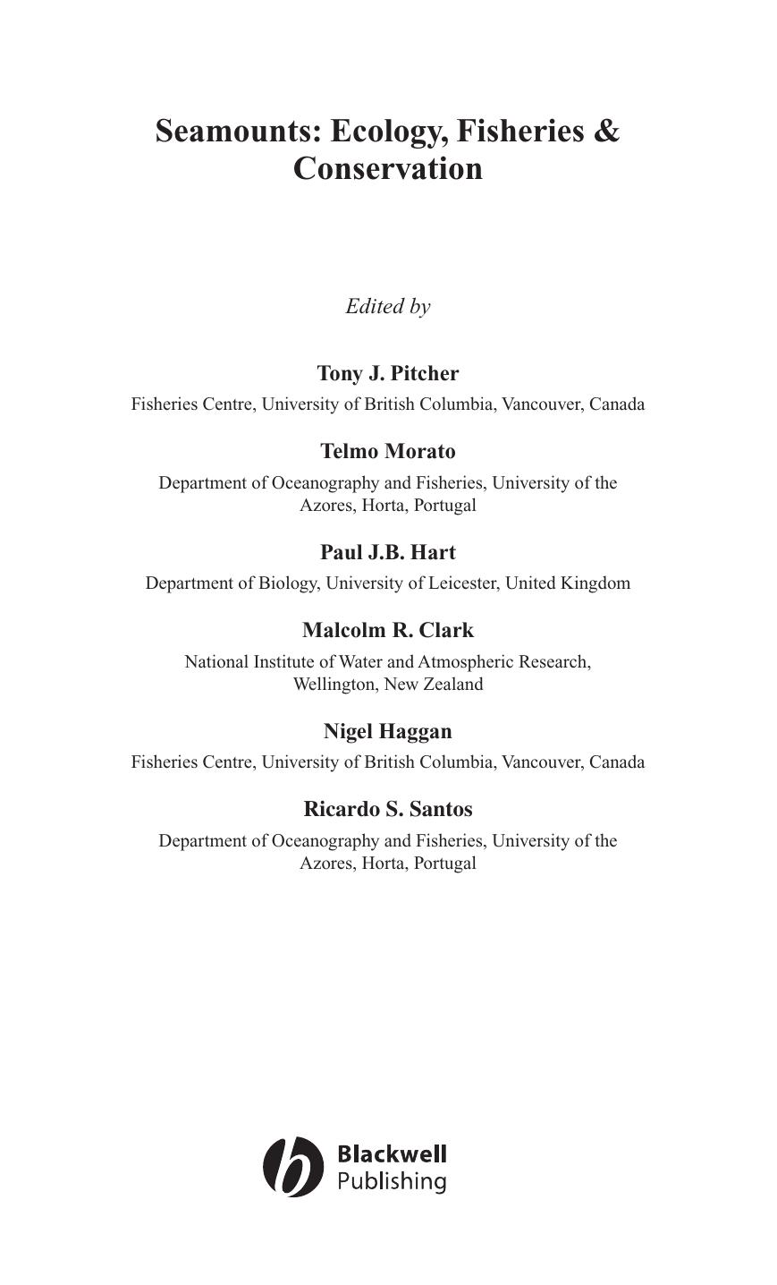 Seamounts Ecology Fisheries and Conservation by Unknown