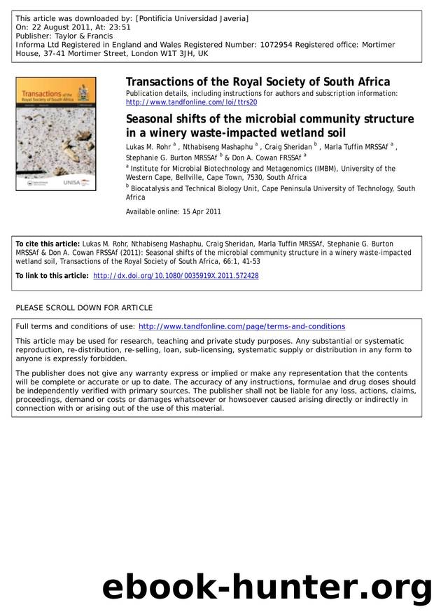 Seasonal shifts of the microbial community structure in a winery waste-impacted wetland soil by unknow