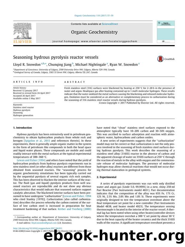 Seasoning hydrous pyrolysis reactor vessels by Lloyd R. Snowdon & Chunqing Jiang & Michael Nightingale & Ryan W. Snowdon