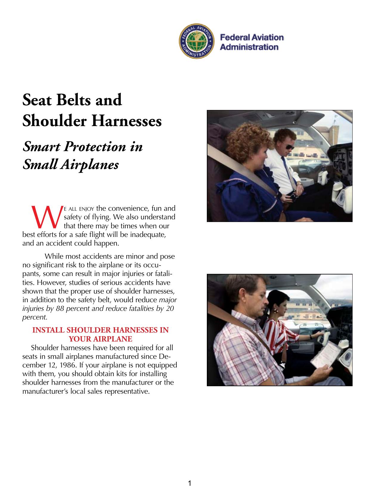 Seat Belts & Shoulder Harnesses by Smart Protection in Small Planes