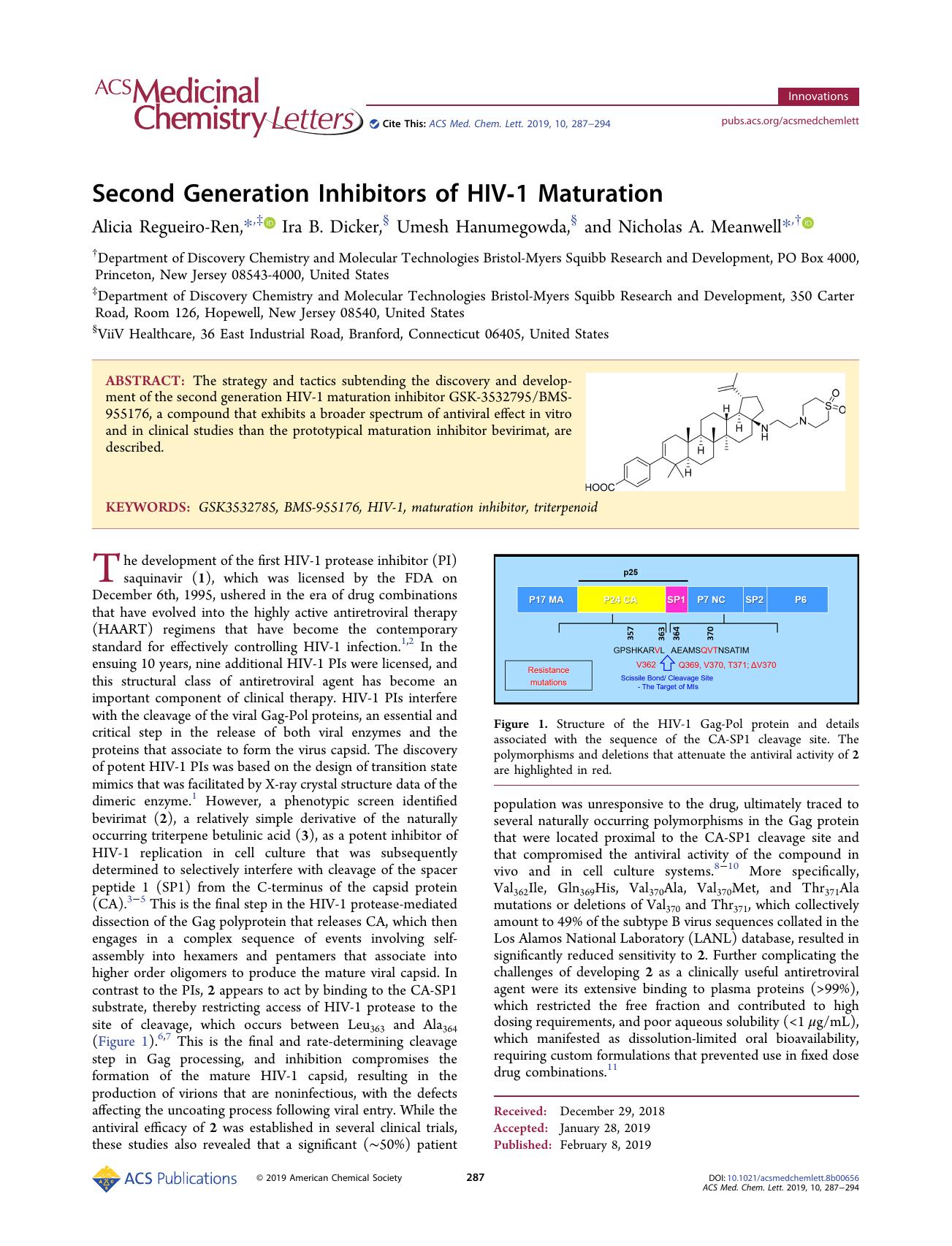 Second Generation Inhibitors of HIV-1 Maturation by unknow