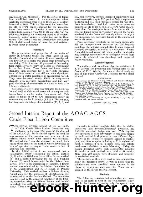 Second interim report of the A.O.A.C.-A.O.C.S. Crude Fiber Liaison Committee by Unknown