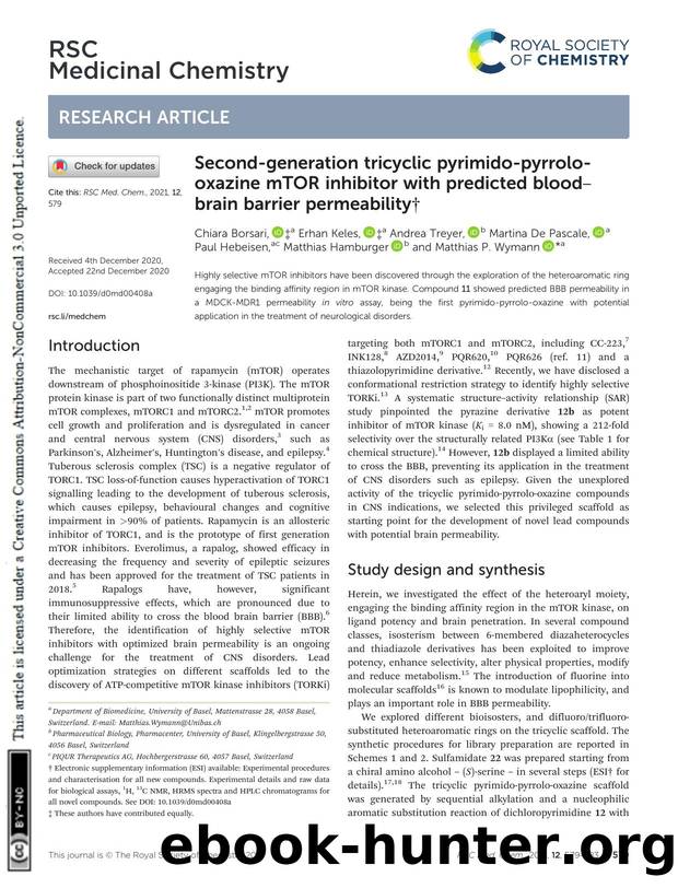 Second-generation tricyclic pyrimido-pyrrolo-oxazine mTOR inhibitor with predicted bloodâbrain barrier permeability by unknow