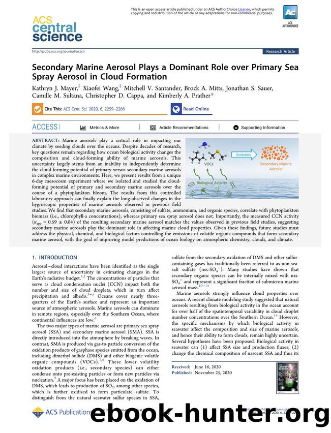 Secondary Marine Aerosol Plays a Dominant Role over Primary Sea Spray Aerosol in Cloud Formation by unknow