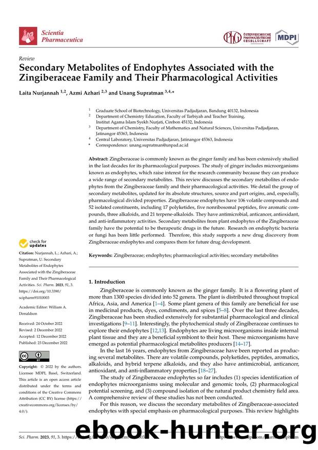 Secondary Metabolites of Endophytes Associated with the Zingiberaceae Family and Their Pharmacological Activities by Laita Nurjannah Azmi Azhari & Unang Supratman