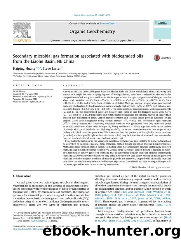 Secondary microbial gas formation associated with biodegraded oils from the Liaohe Basin, NE China by Haiping Huang & Steve Larter