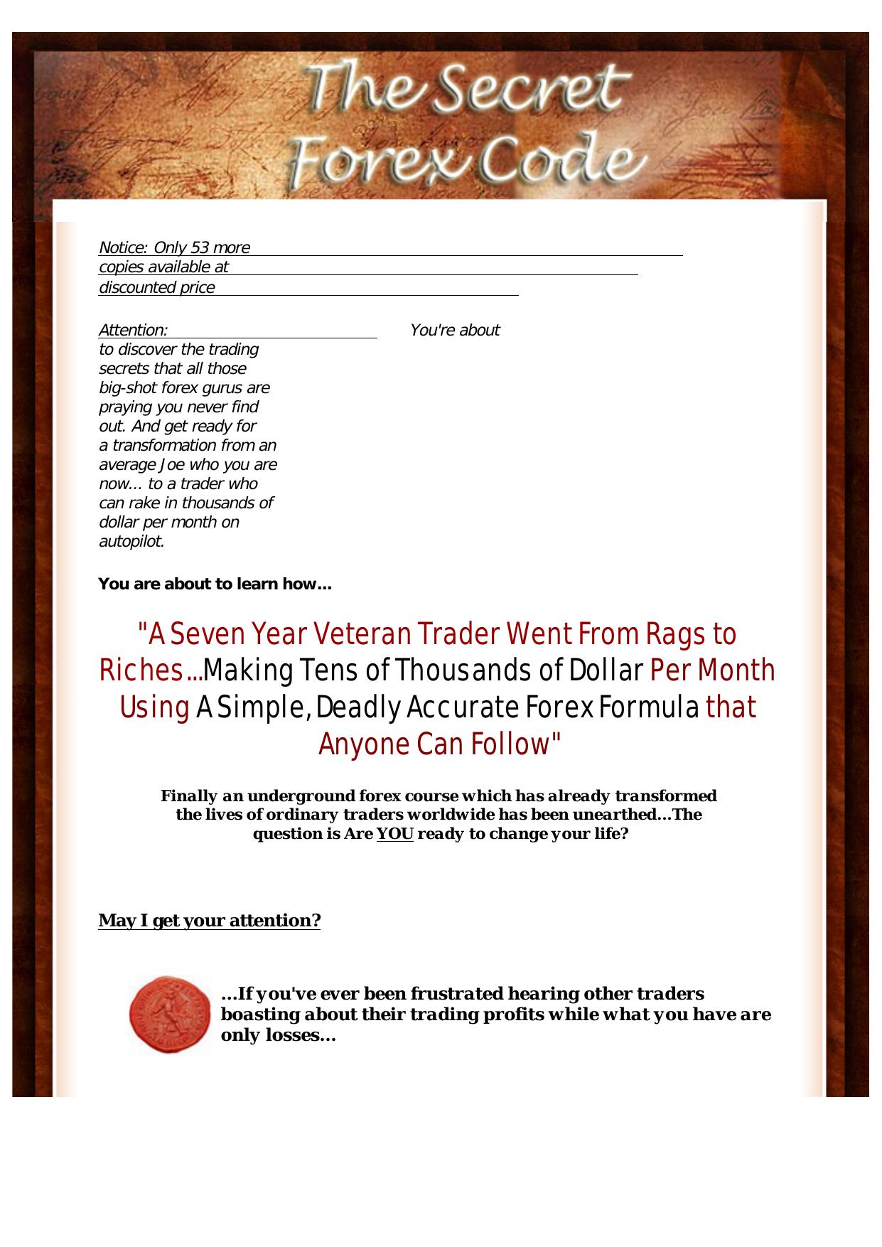 Secret Forex Code-Easiest Sales. by Best of Kuszter's Collection