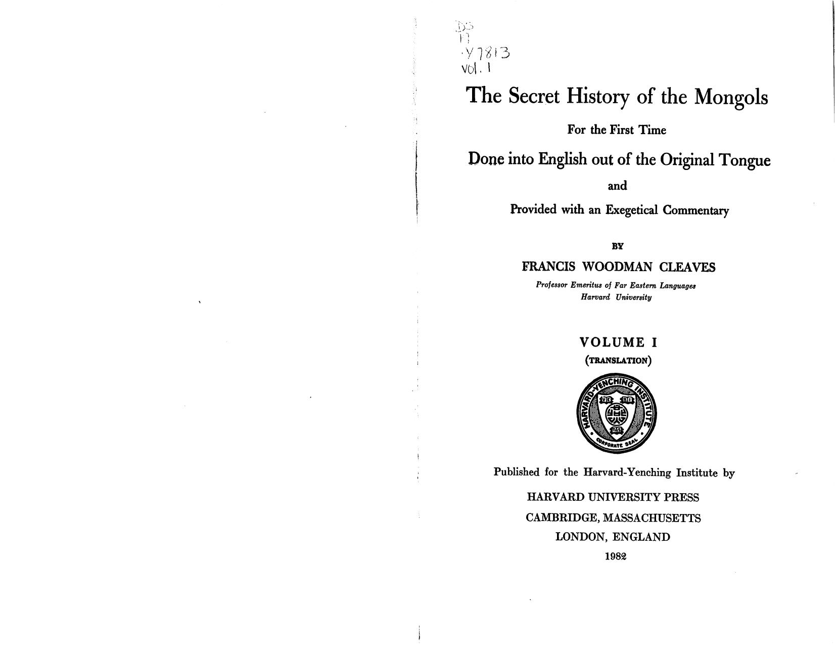 Secret History of Mongols Cleaves by Unknown