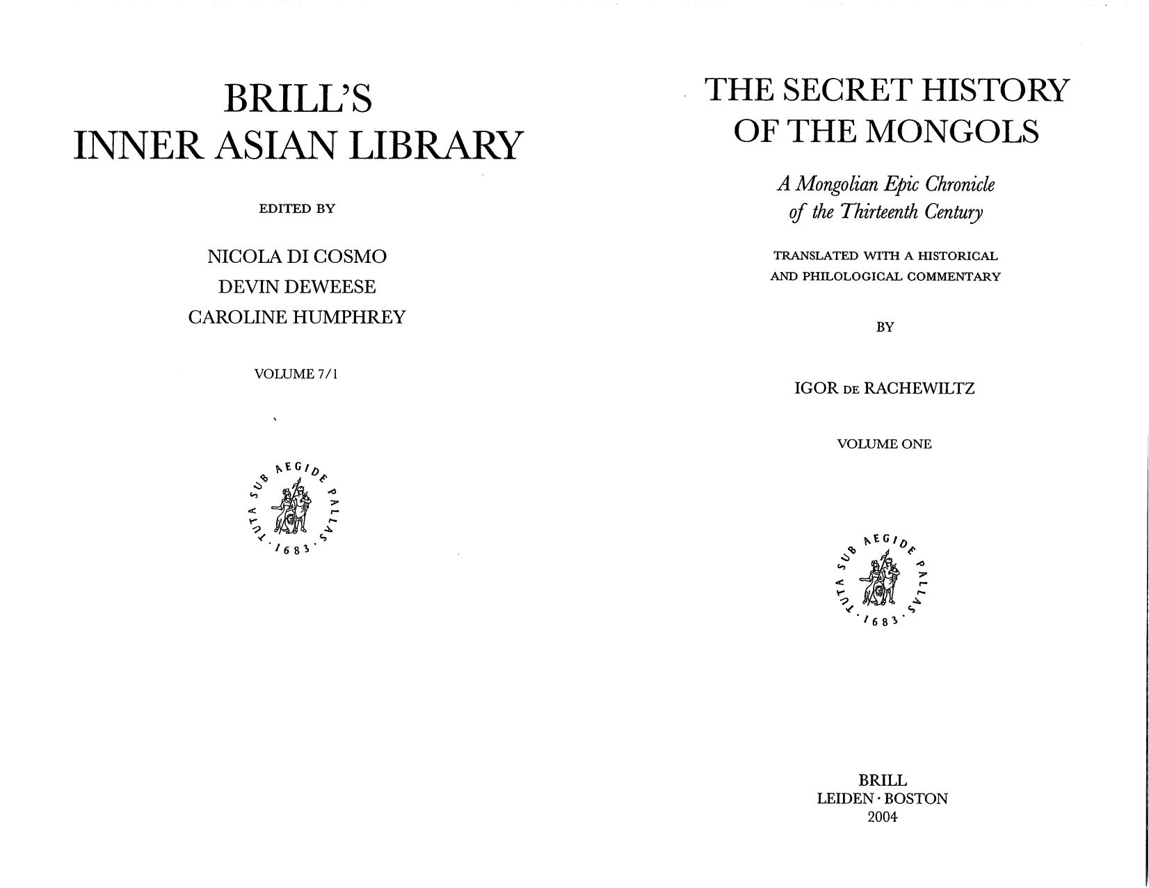 Secret History of Mongols I by Unknown
