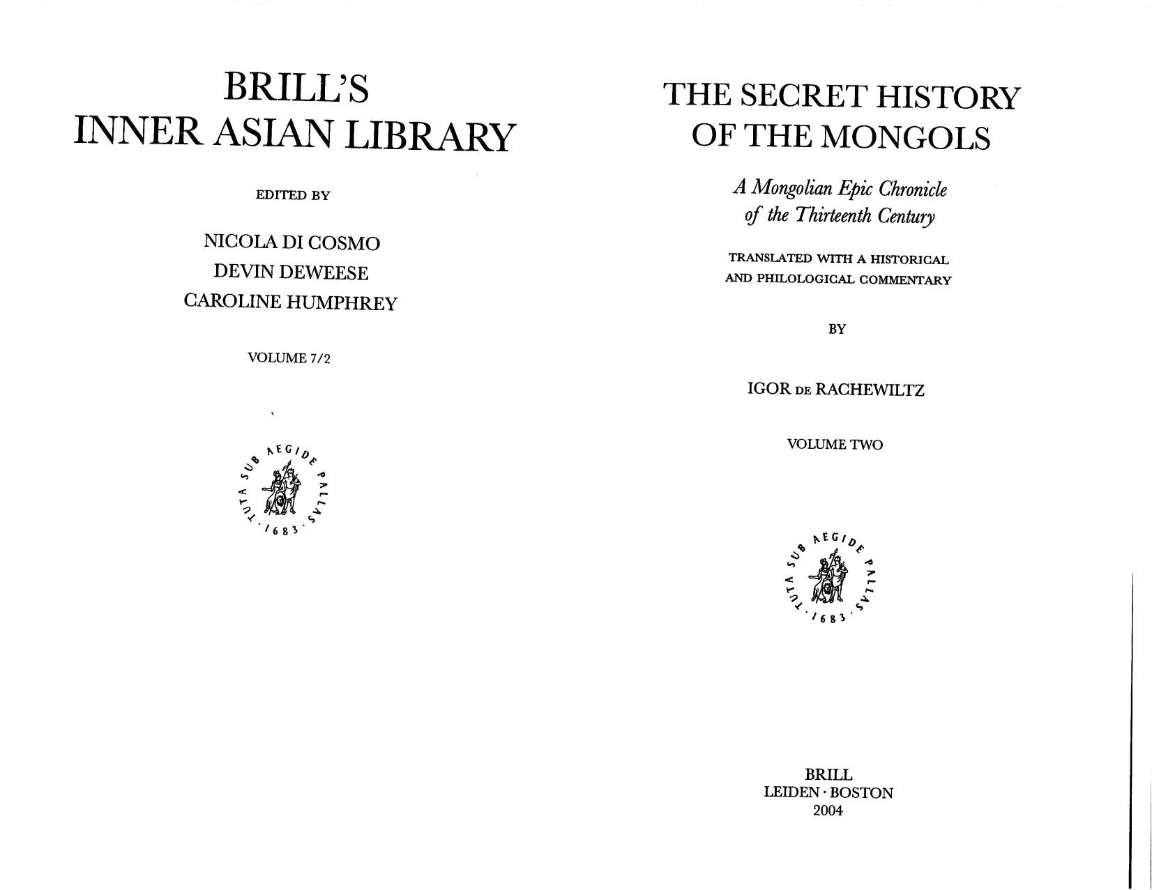 Secret History of Mongols II by Unknown
