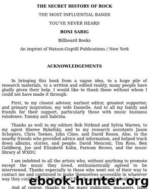 Secret History of Rock: The Most Influential Bands You've Never Heard by Roni Sarig