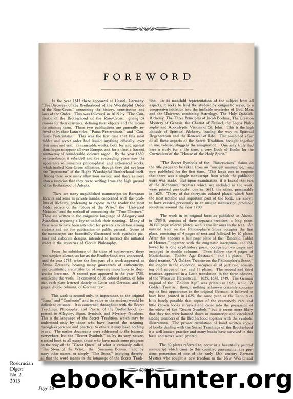 Secret Symbols of the Rosicrucians â Foreword by H. Spencer Lewis FRC
