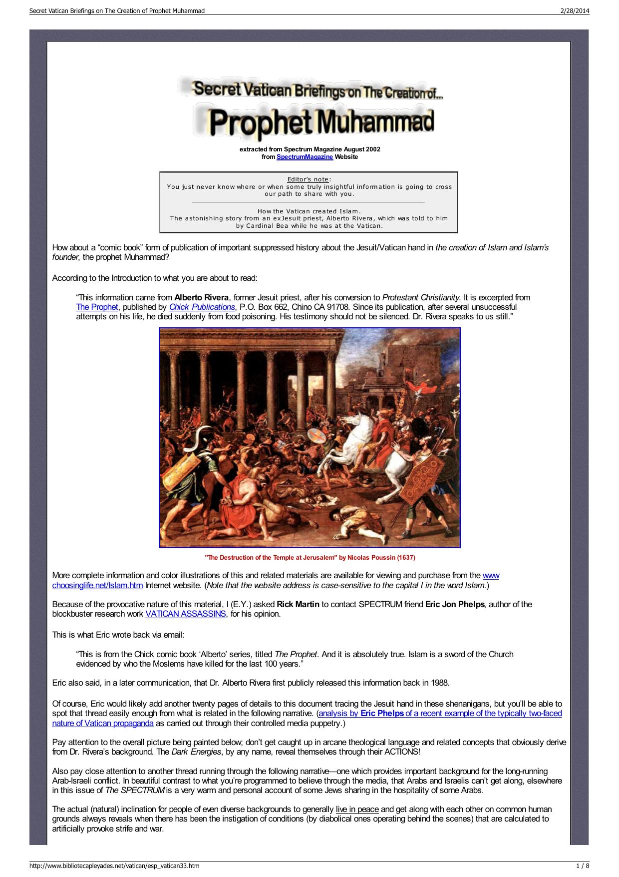 Secret Vatican Briefings on The Creation of Prophet Muhammad by Unknown