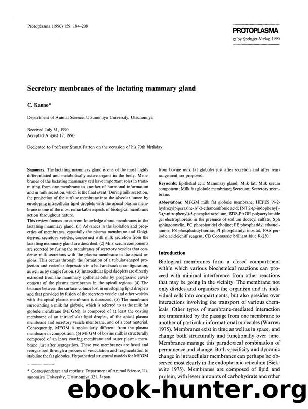 Secretory membranes of the lactating mammary gland by Unknown