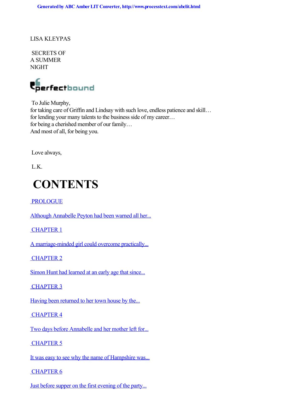 Secrets Of A Summer Night by Kleypas Lisa