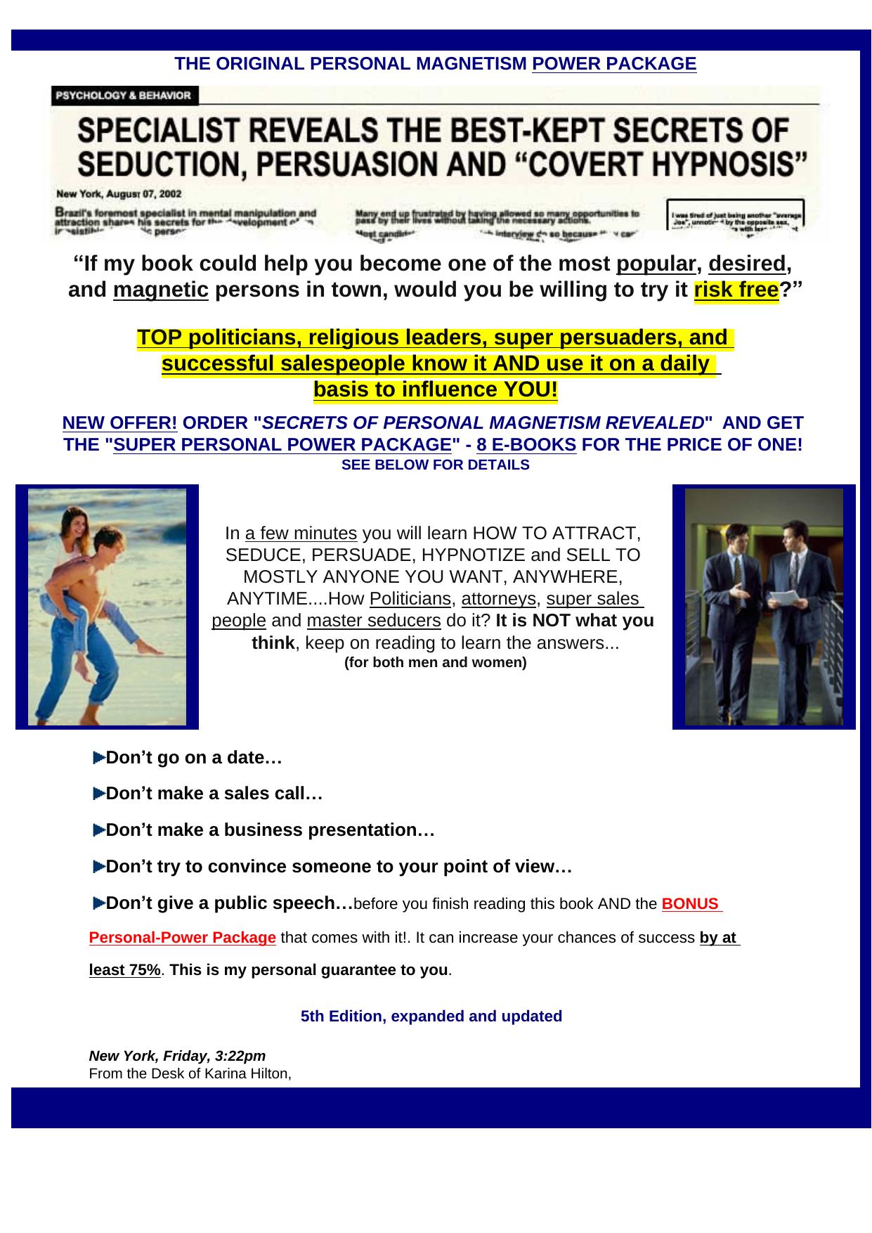 Secrets Of Personal Magnetism Revealed. by Best of Kuszter's Collection