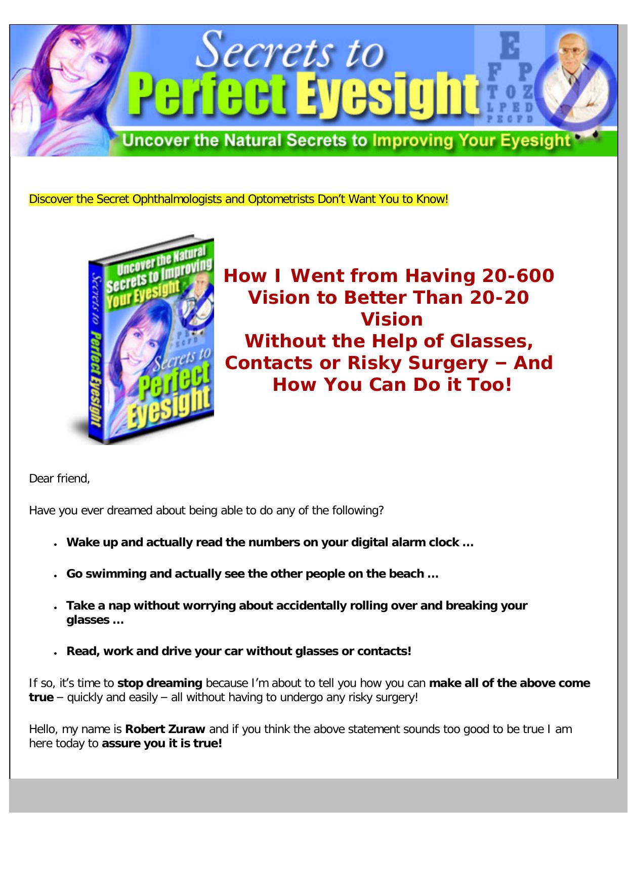Secrets To Perfect Eyesight. by Best of Kuszter's Collection