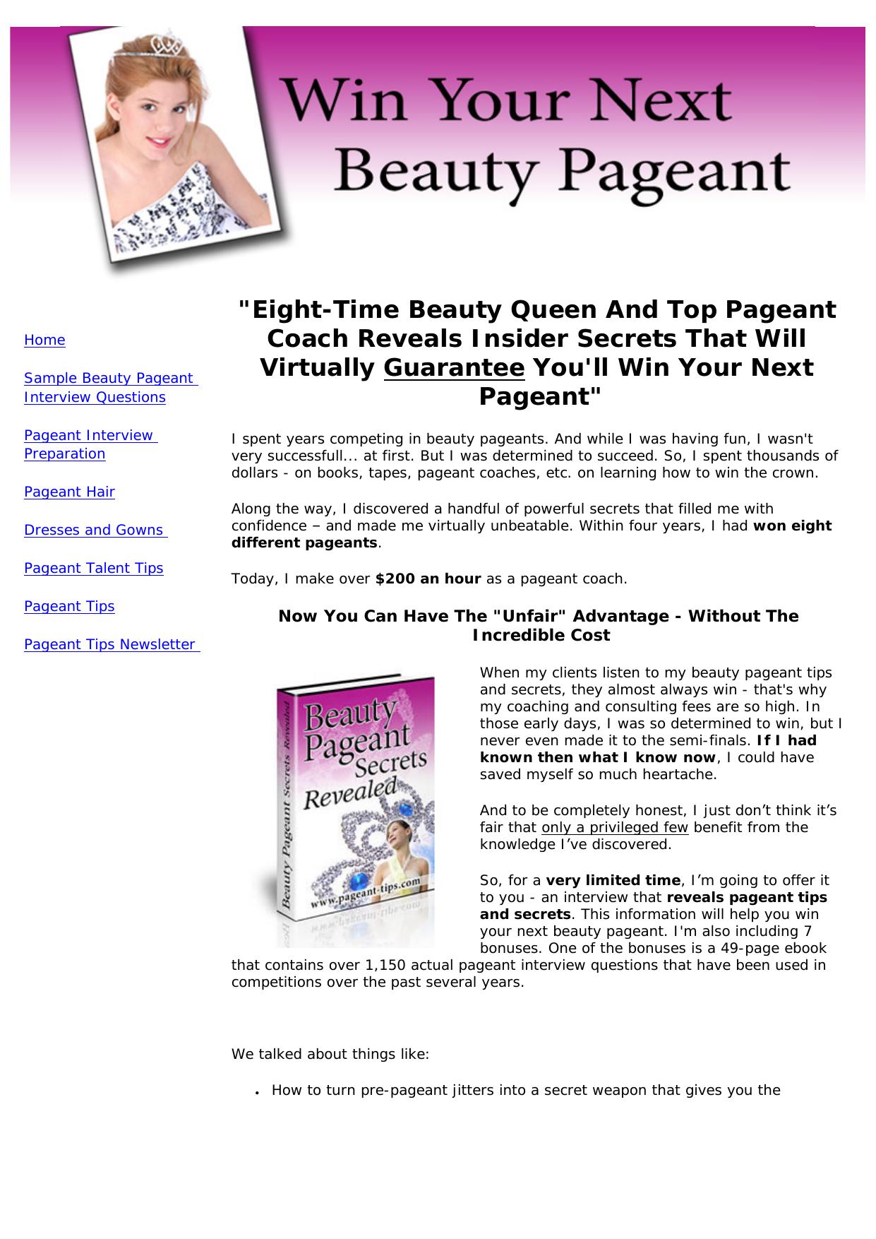 Secrets To Winning A Beauty Pageant. by Best of Kuszter's Collection