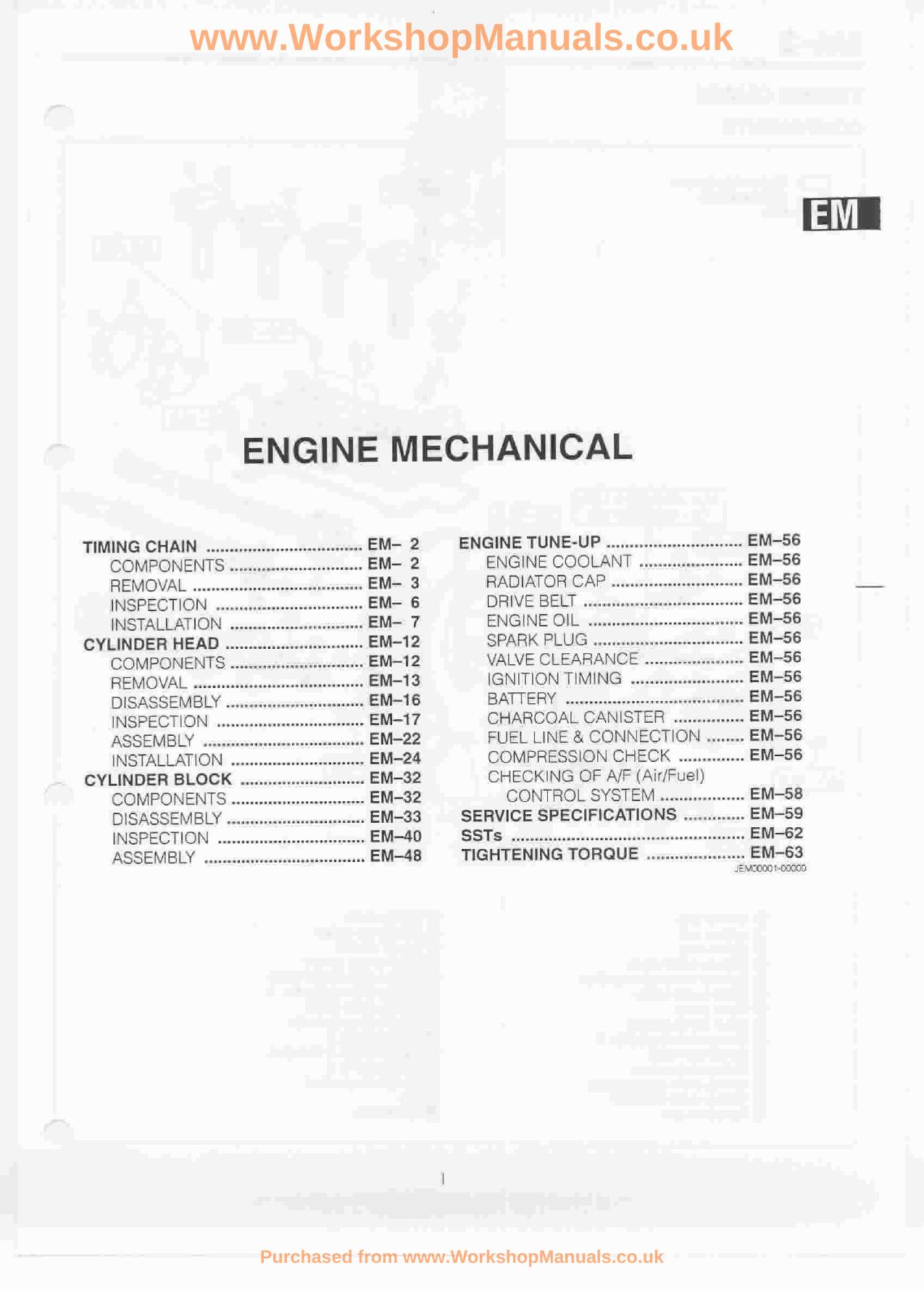 Section EM by Engine Mechanical