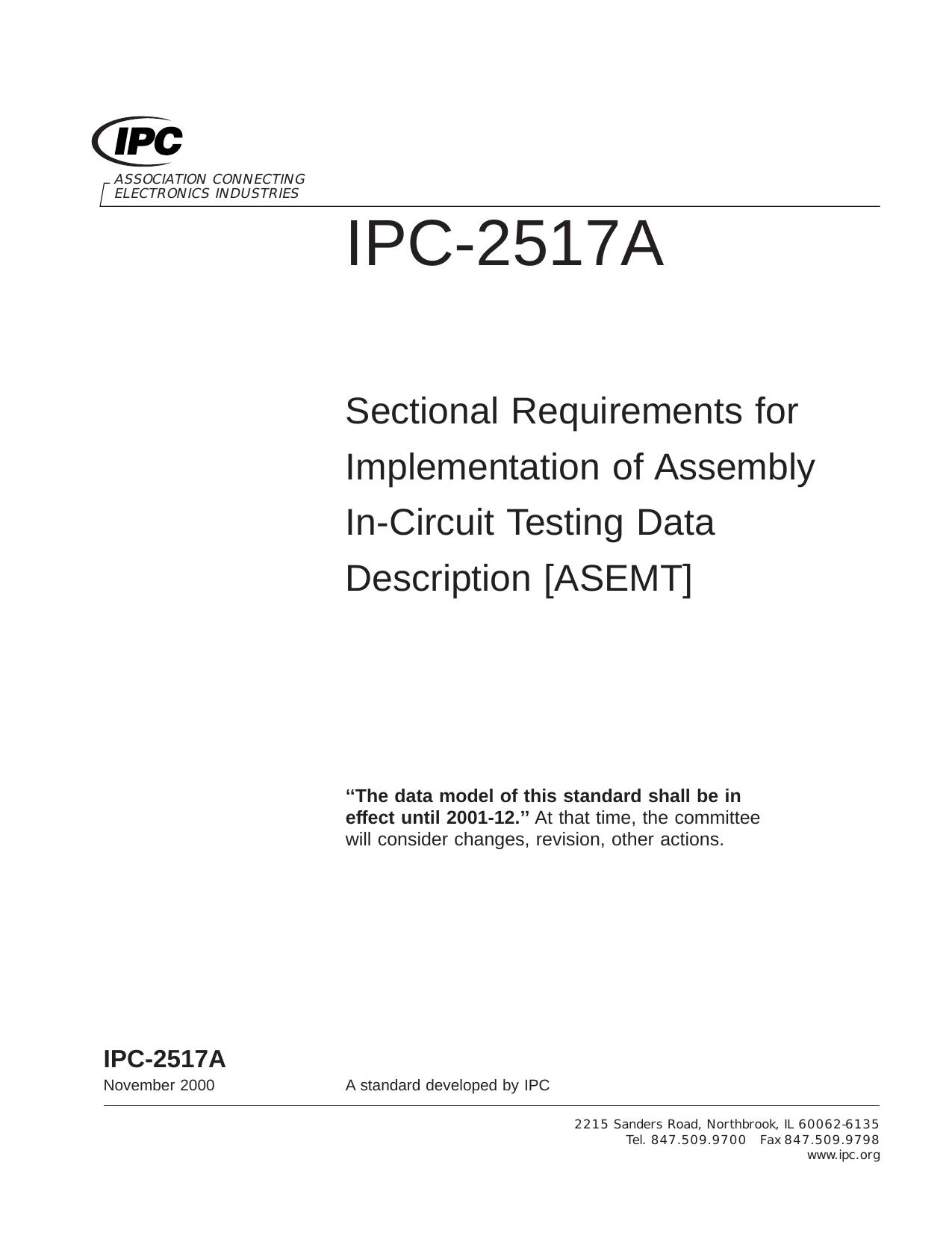 Sectional Requirements for Implementation of Assembly In-Circuit Testing Data Description by Unknown