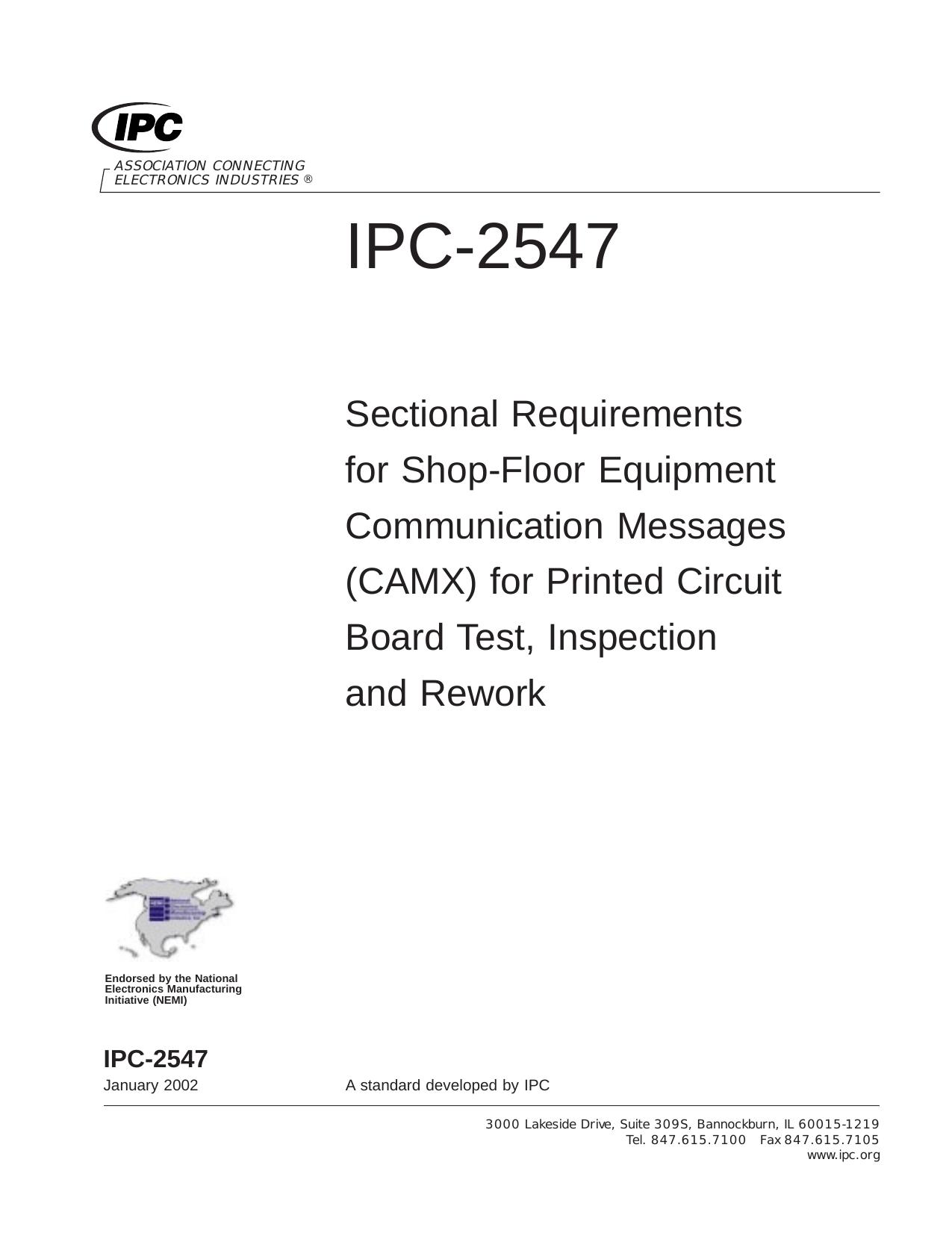 Sectional Requirements for Shop-Floor Equipment Communication Messages (CAMX for Printed Circuit Board Test, Inspection and Rework by Unknown