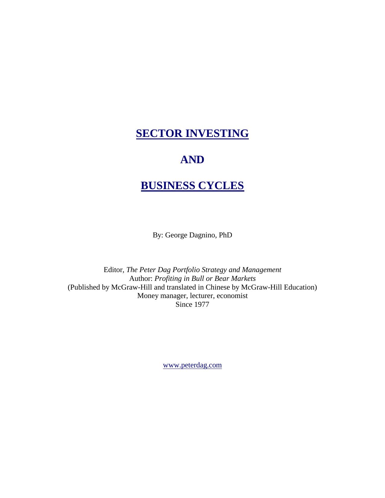 Sector Investing and Business Cycles by G.Dagnino