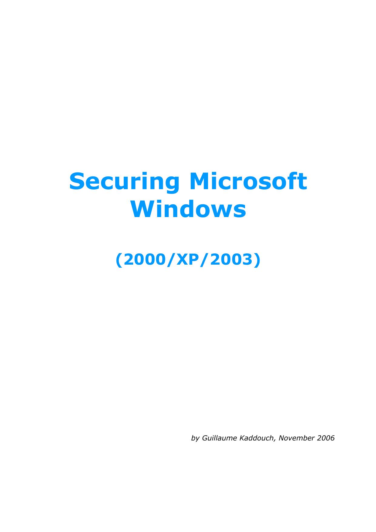 Securing Windows by Unknown