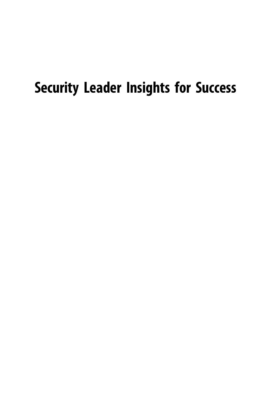Security Leadership of the Future. Article Collection by Bob Hayes (Eds.)
