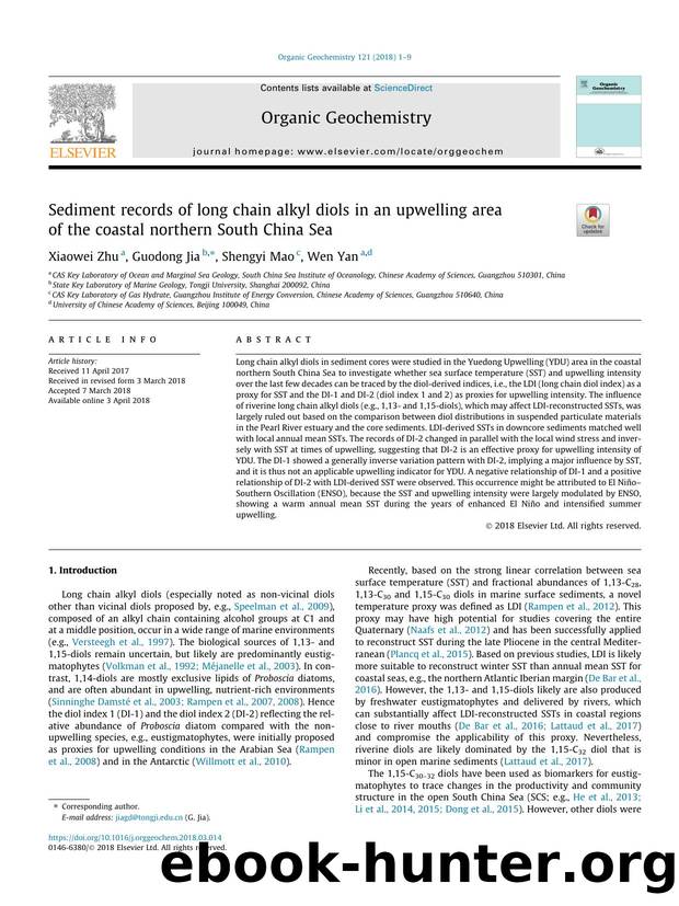 Sediment records of long chain alkyl diols in an upwelling area of the coastal northern South China Sea by Xiaowei Zhu & Guodong Jia & Shengyi Mao & Wen Yan