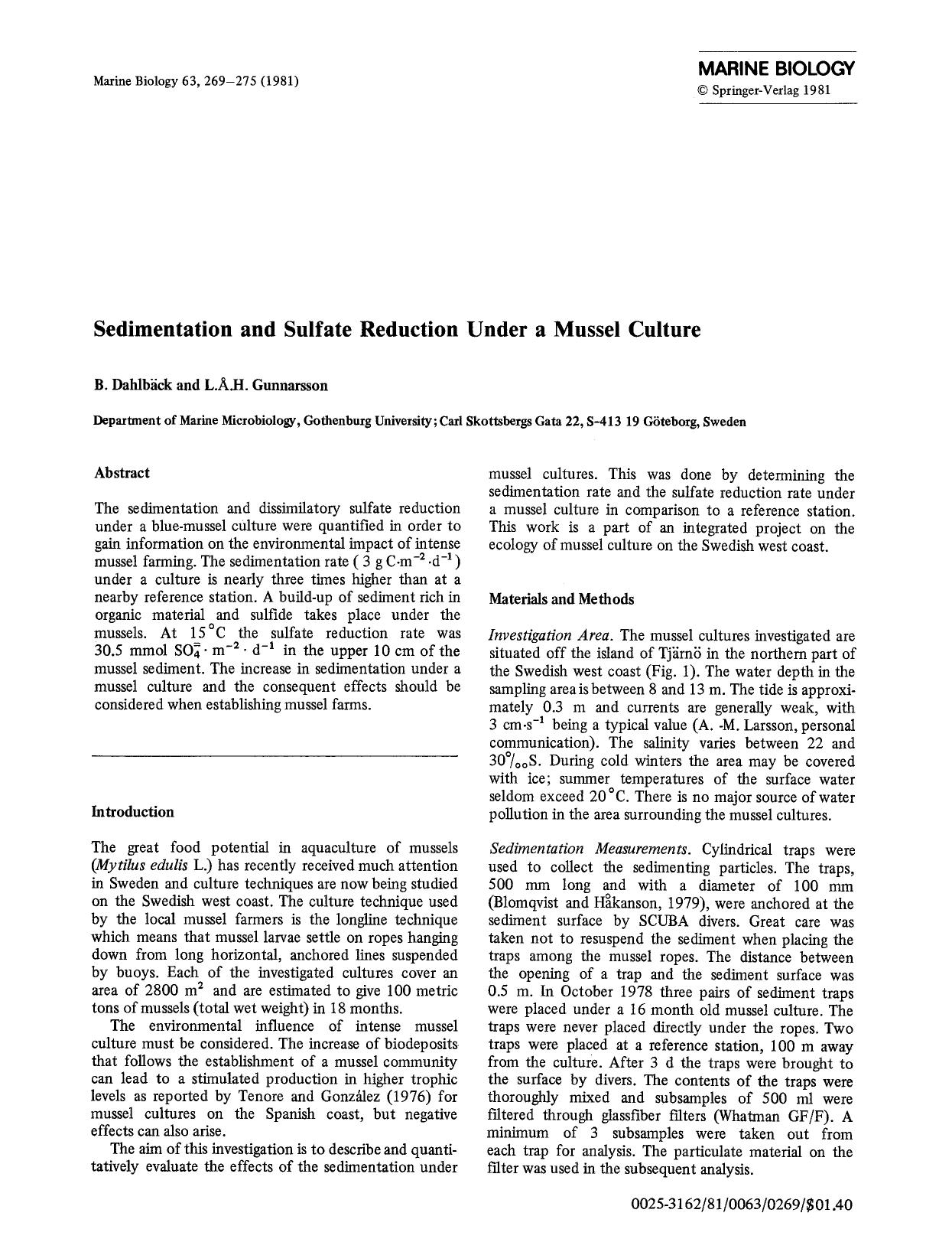 Sedimentation and sulfate reduction under a mussel culture by Unknown
