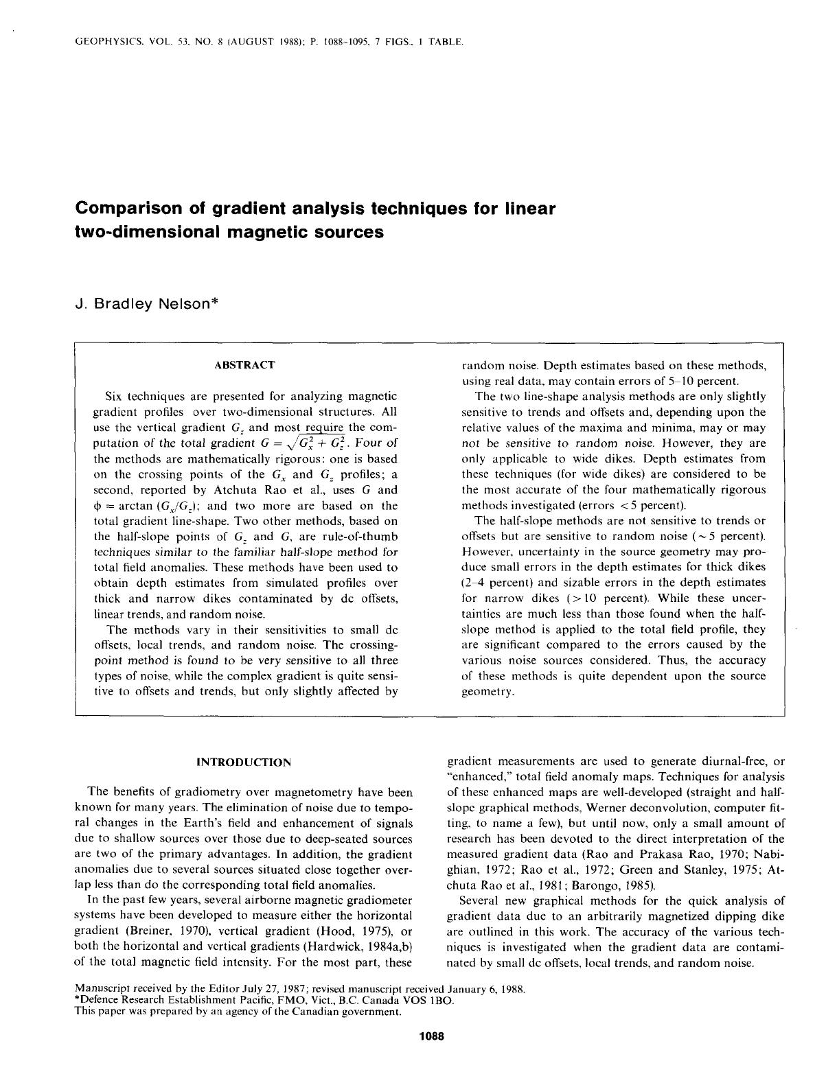 See erratum. Volume 54, Issue 8, Page 1075.Comparison of gradient analysis techniques for linear two-dimensional magnetic sources by Nelson J. B