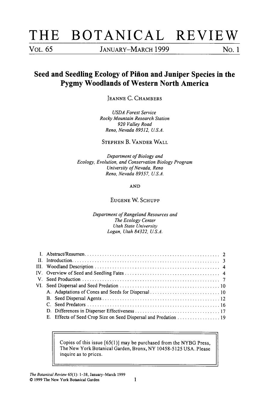 Seed and seedling ecology of piñon and juniper species in the pygmy woodlands of western North America by Unknown