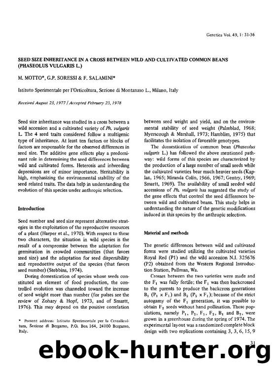 Seed size inheritance in a cross between wild and cultivated common beans (Phaseolus vulgaris L.) by Unknown