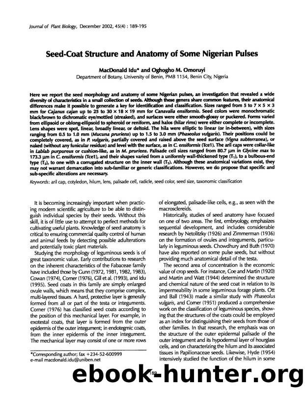 Seed-coat structure and anatomy of some Nigerian pulses by Unknown