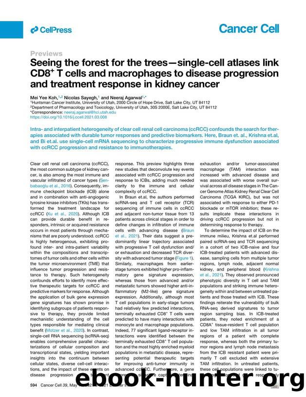 Seeing the forest for the trees-single-cell atlases link CD8&#x002B; T cells and macrophages to disease progression and treatment response in kidney cancer by Mei Yee Koh & Nicolas Sayegh & Neeraj Agarwal
