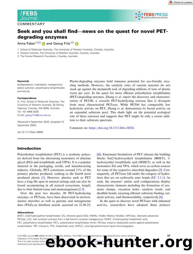 Seek and you shall findânews on the quest for novel PETâdegrading enzymes by Unknown