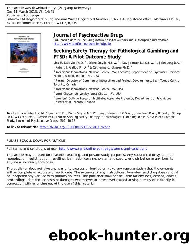 Seeking Safety Therapy for Pathological Gambling and PTSD: A Pilot Outcome Study by unknow