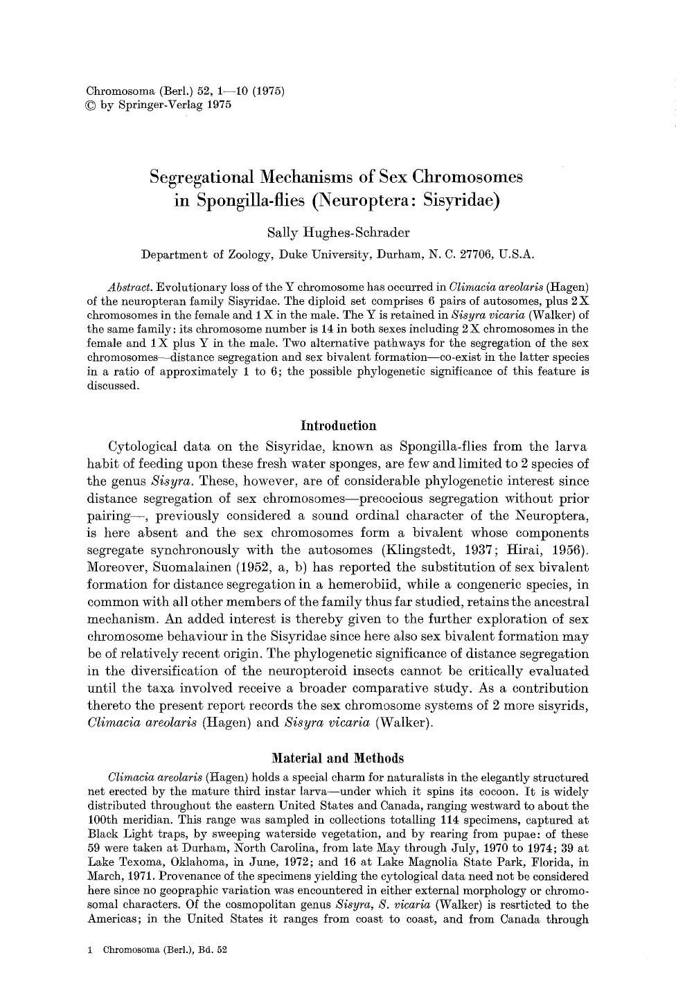 Segregational mechanisms of sex chromosomes in Spongilla-flies (Neuroptera: Sisyridae) by Unknown
