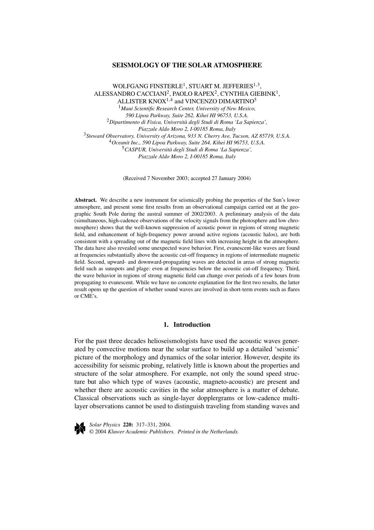 Seismology of the solar atmosphere by Unknown