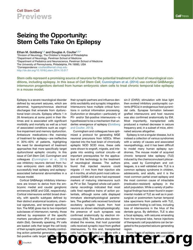 Seizing the Opportunity: Stem Cells Take On Epilepsy by Ethan M. Goldberg & Douglas A. Coulter