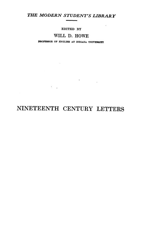 Selected AND Edited, WITH AN Introduction BY Byron Johnson REES by Nineteenth century letters