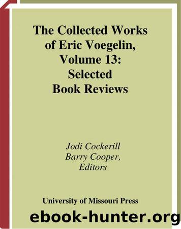 Selected Book Reviews by Eric Voegelin & Jodi Cockerill & Barry Cooper