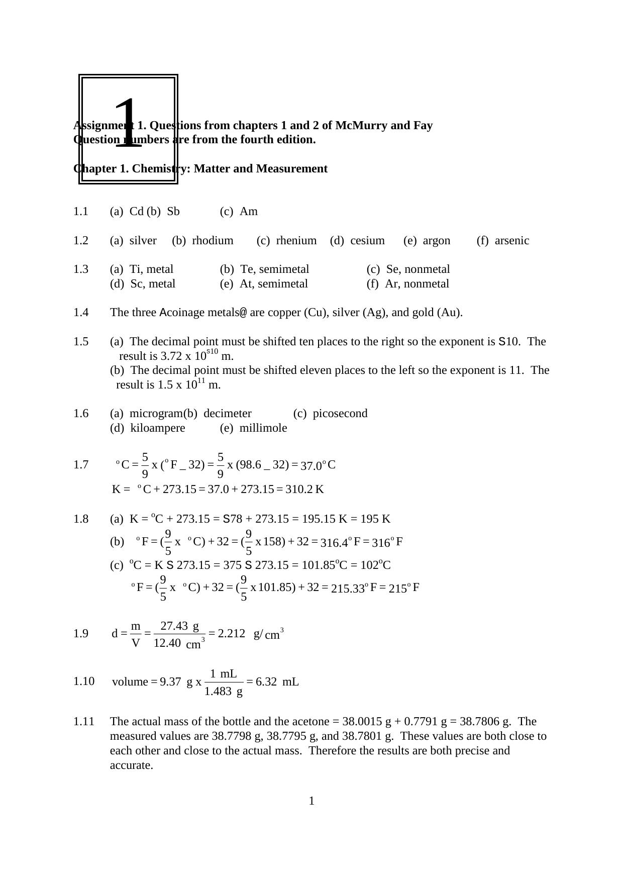 Selected Solutions Manual for Chemistry by Unknow