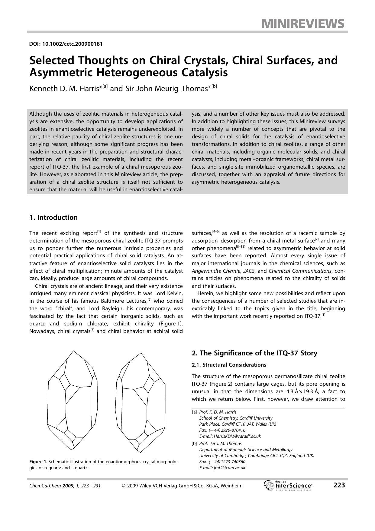 Selected Thoughts on Chiral Crystals, Chiral Surfaces, and Asymmetric Heterogeneous Catalysis by Unknown