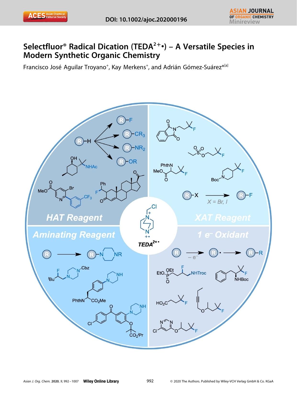 SelectfluorÂ® Radical Dication (TEDA2+.) â A Versatile Species in Modern Synthetic Organic Chemistry by Unknown