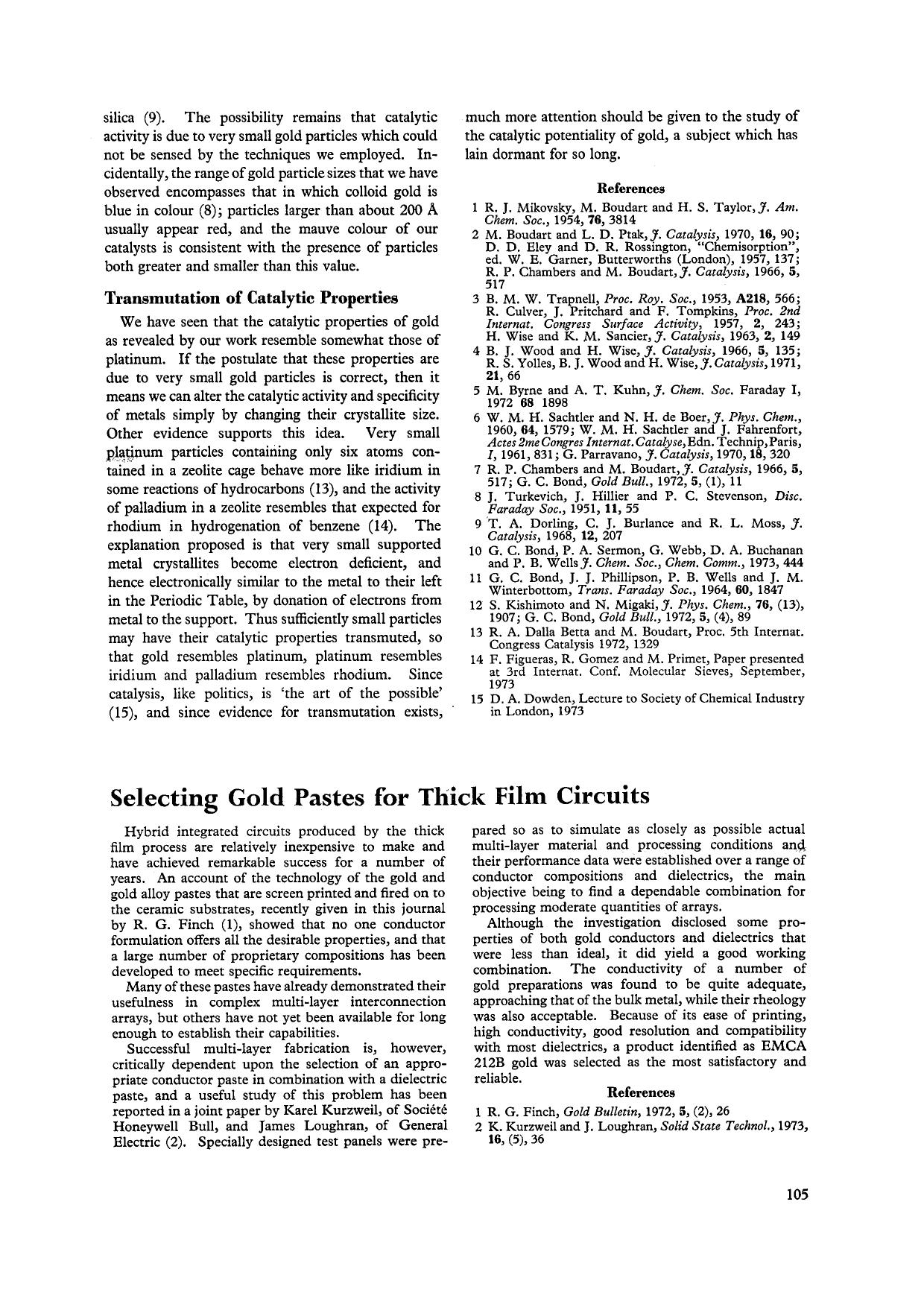 Selecting gold pastes for thick film circuits by Unknown