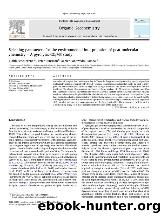 Selecting parameters for the environmental interpretation of peat molecular chemistry â A pyrolysis-GCMS study by Judith Schellekens; Peter Buurman; Xabier Pontevedra-Pombal